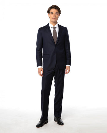 Dark Blue Suit Regular Stripes 100% Wool